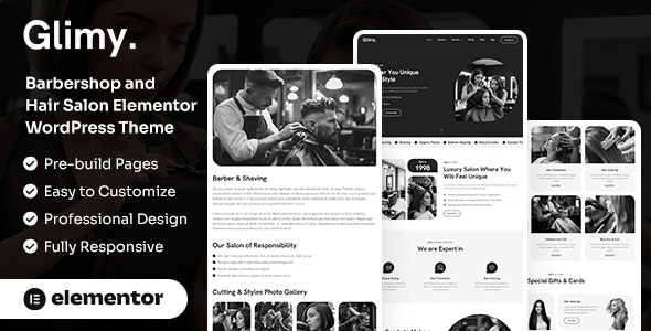 Glimy - Barbershop and Hair Salon WordPress Theme Free